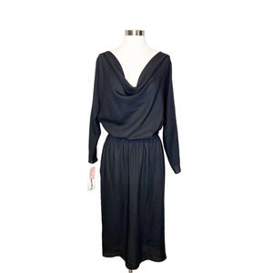 NEW Vintage Victor Costa Size 12 Black Cowl Neck Dress 60s 70s MCM Glam Fashion